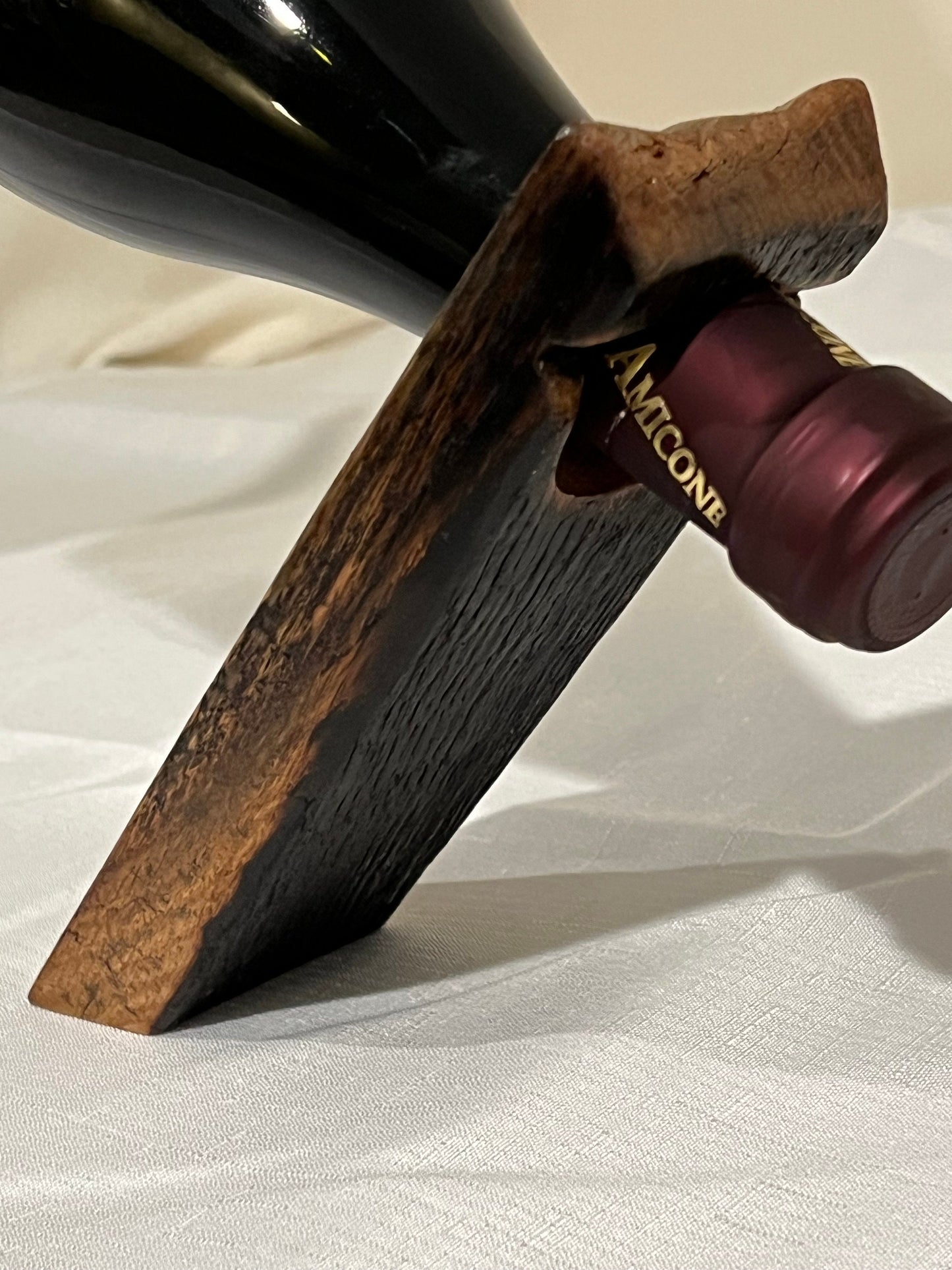 Floating Wine Bottle Holder, Made from whiskey barrel staves