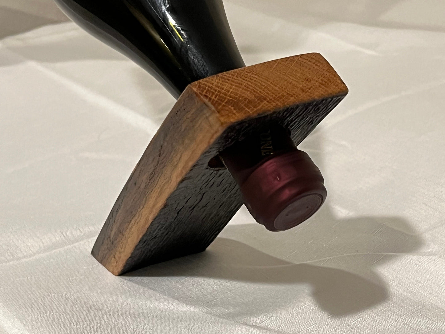 Floating Wine Bottle Holder, Made from whiskey barrel staves