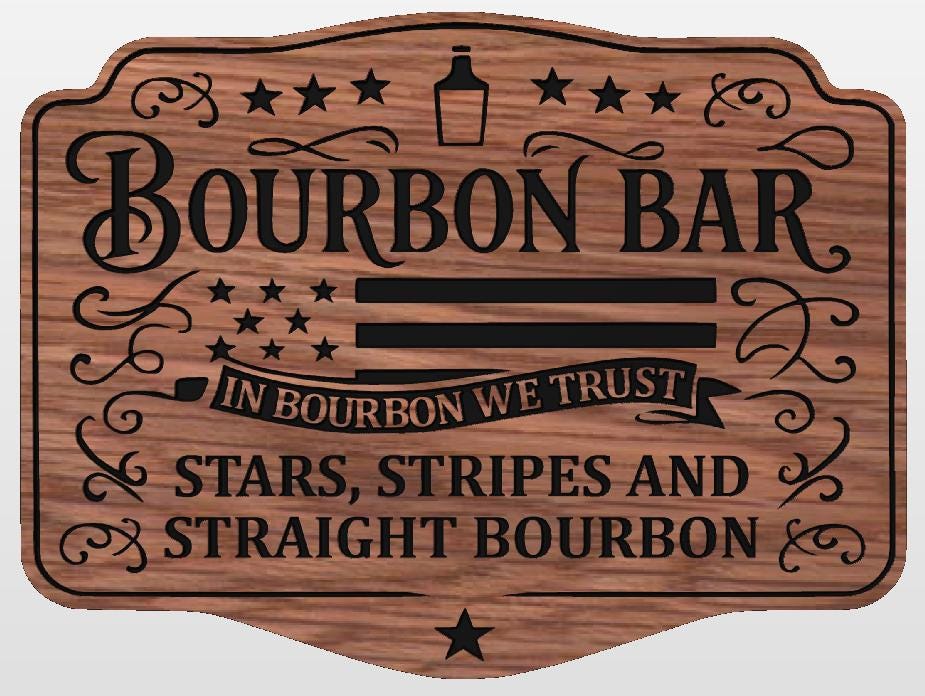 Patriotic Bourbon Bar sign, Wood, 14x11, Personalized