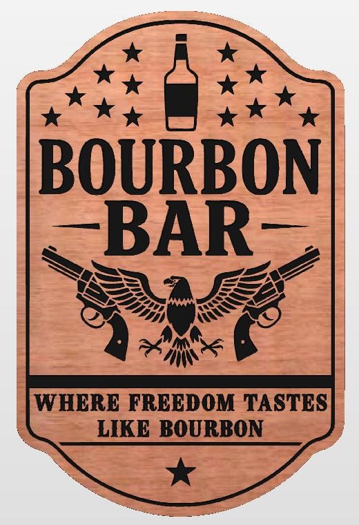 Patriotic Bourbon Bar sign, Wood, 23x15, Personalized