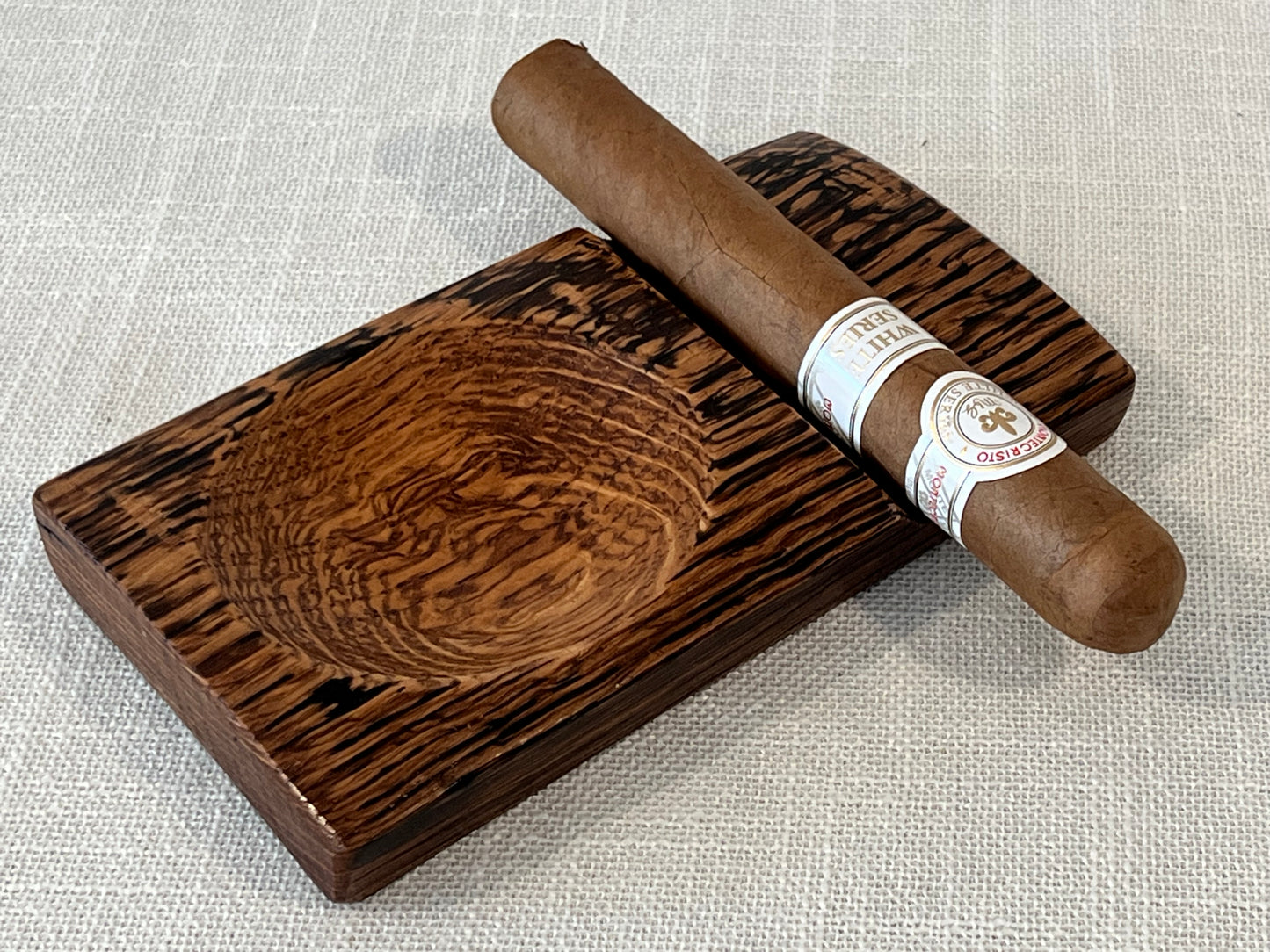 Bourbon Barrel Cigar Rest with Ashtray / Whiskey Barrel Ashtray