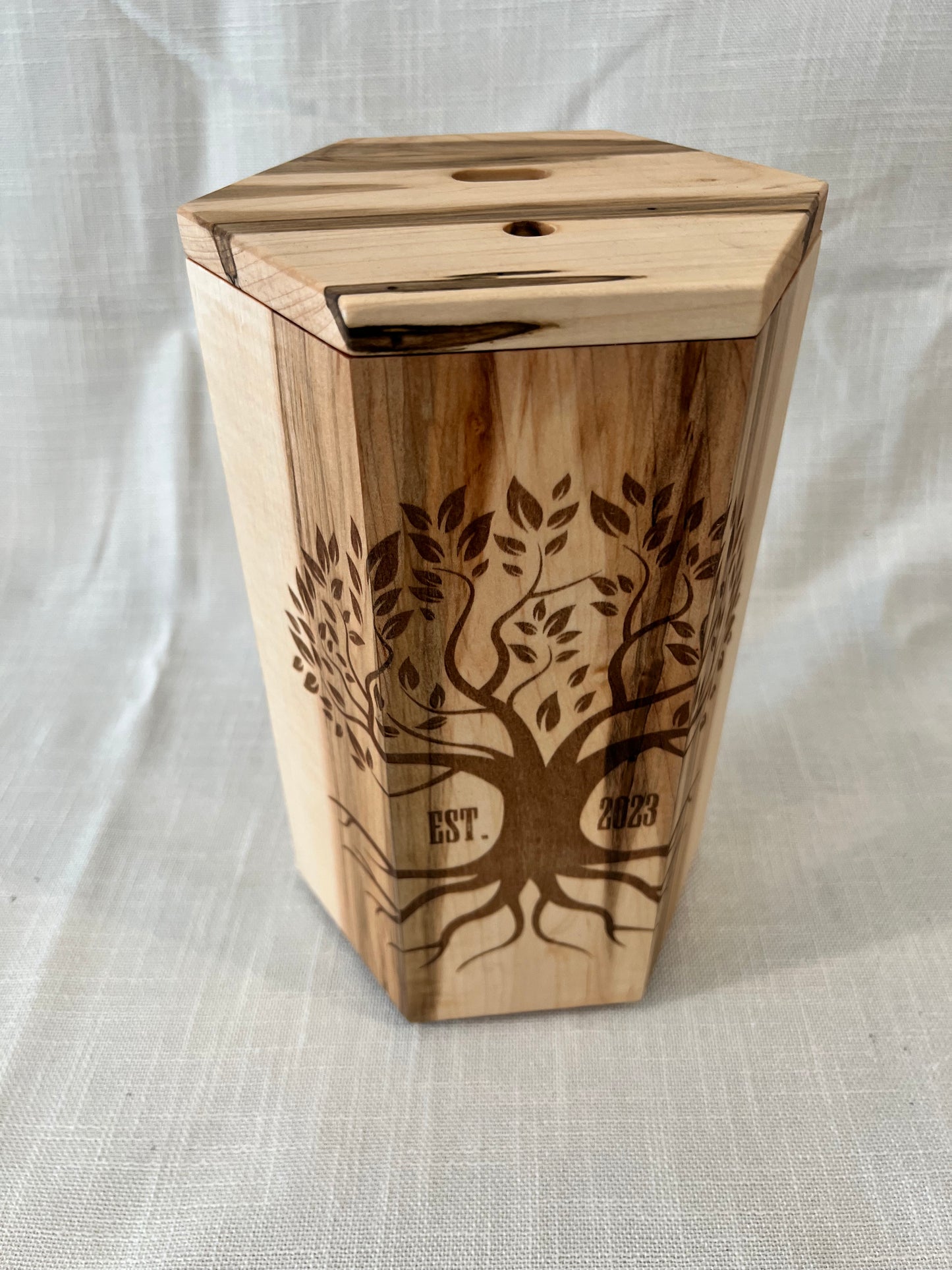 Hand-Made Ambrosia Maple Rotating Magnetic Knife Block, includes Free Personalization