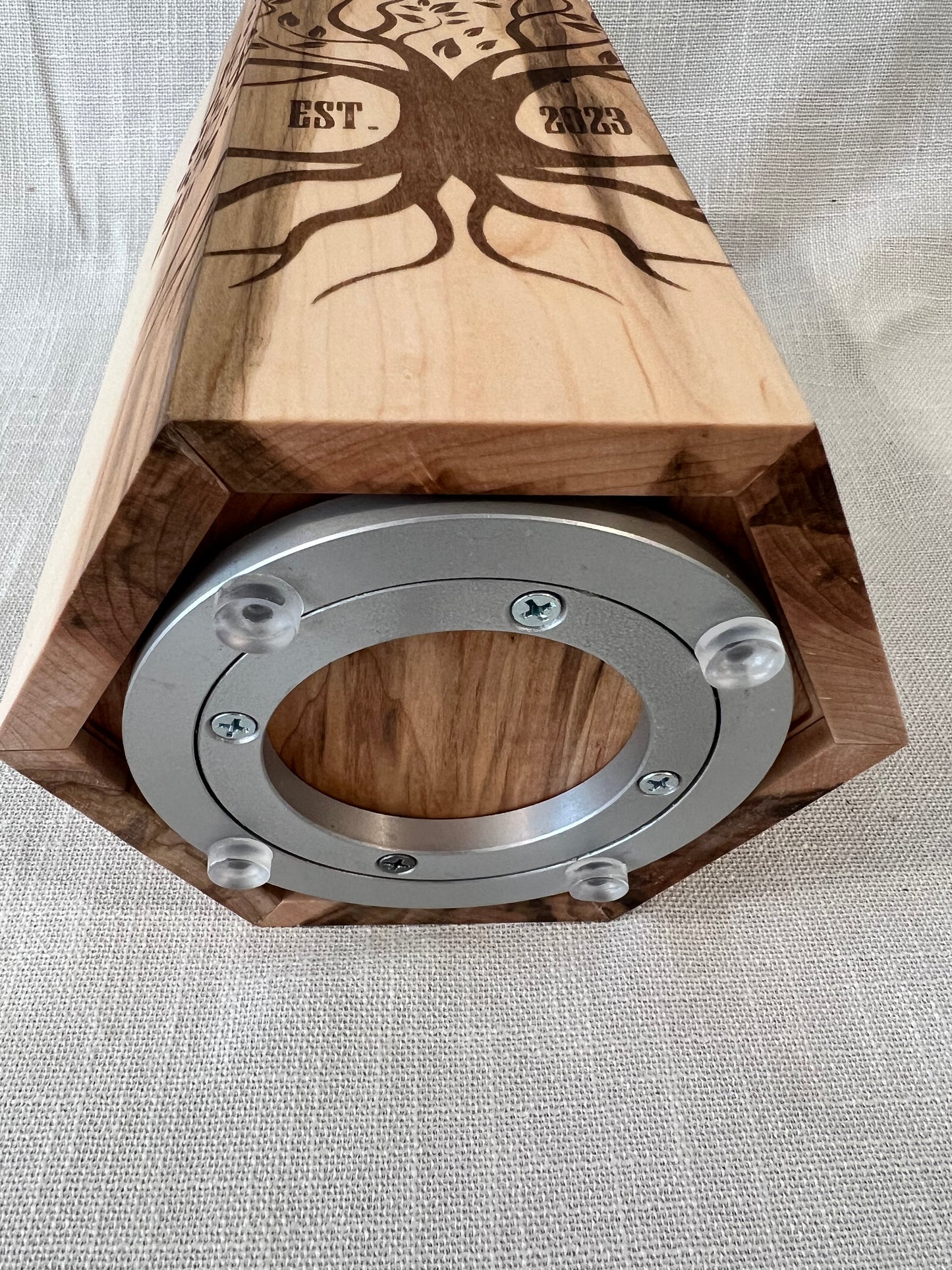 Hand-Made Ambrosia Maple Rotating Magnetic Knife Block, includes Free Personalization