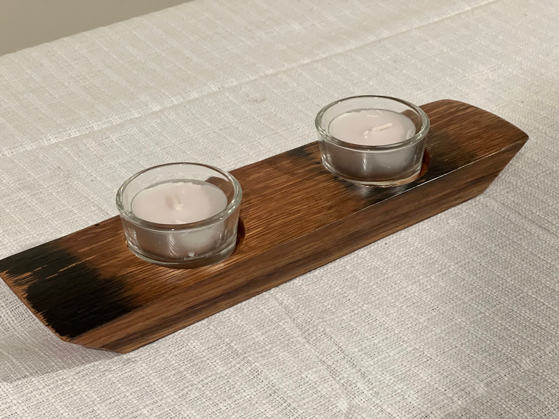 Tea light holder. including tea light glass and tea light, 2 light option