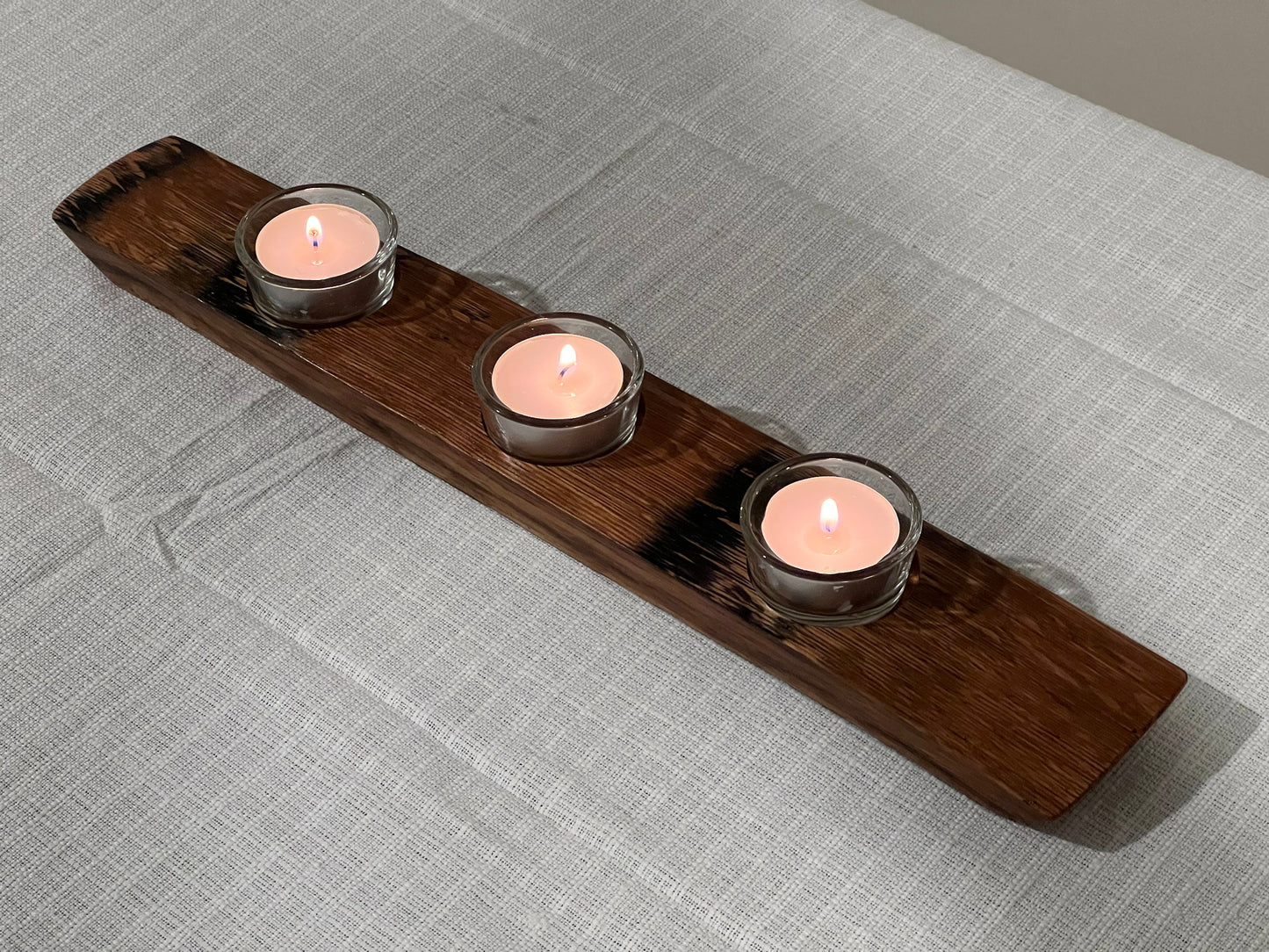 Tea light holder. including tea light glass and tea light with lit lights
