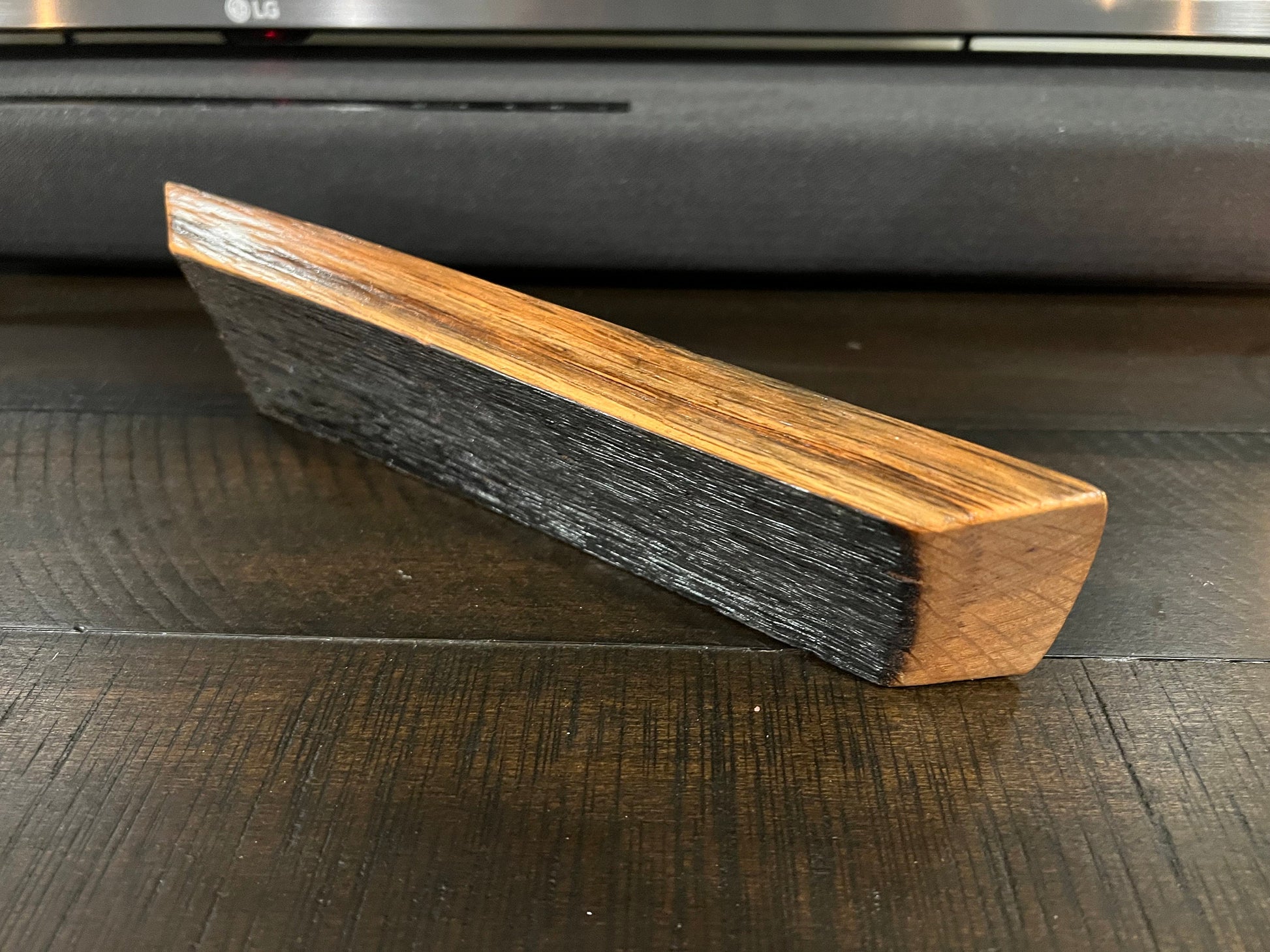 Whiskey Flight Board, bottom charred side view