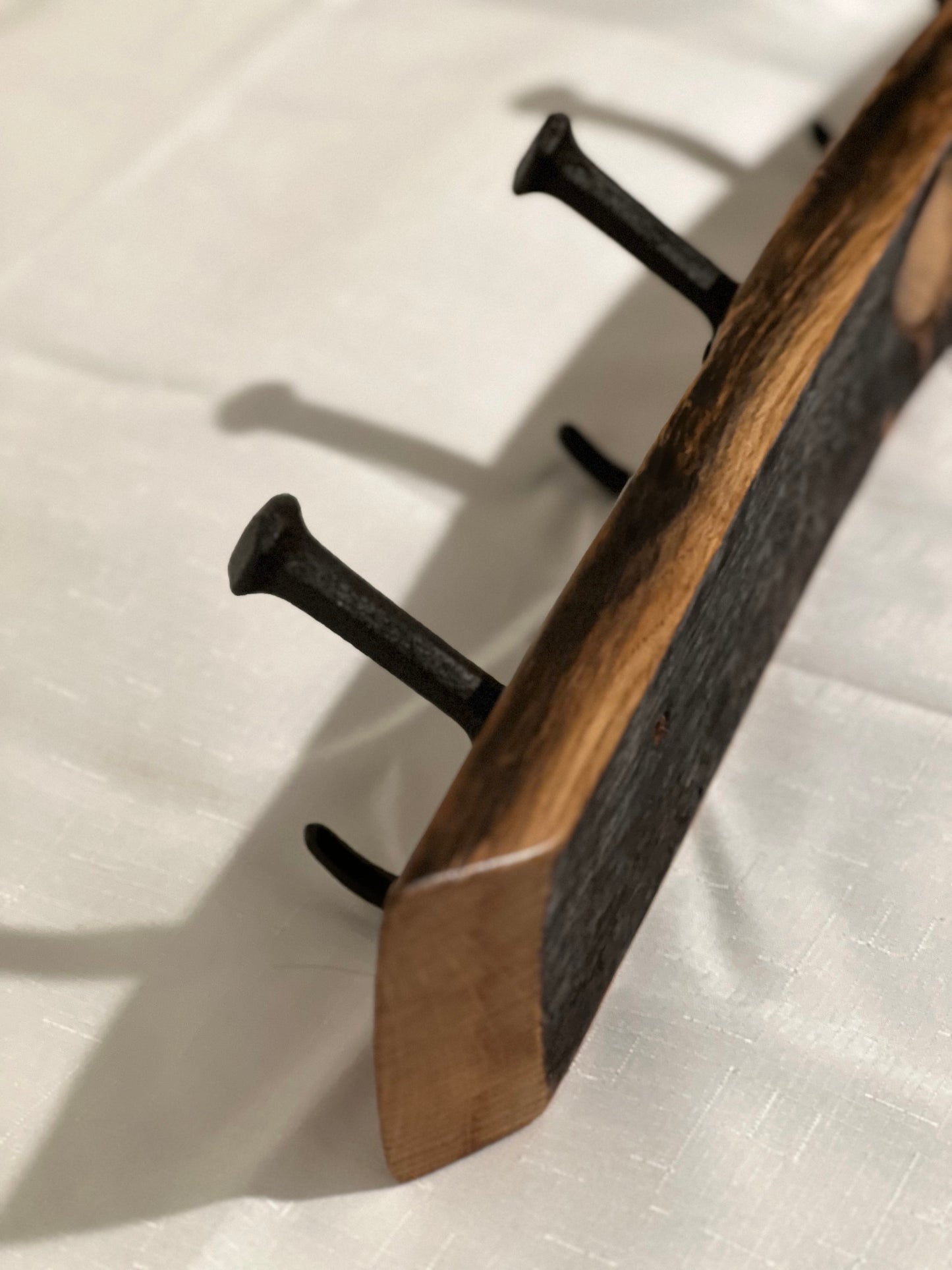 Whiskey / Bourbon Barrel Stave Coat Rack, 24in with bung