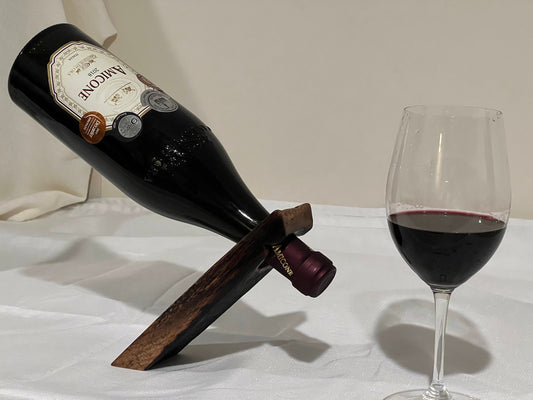 Floating Wine Bottle Holder, Made from whiskey barrel staves