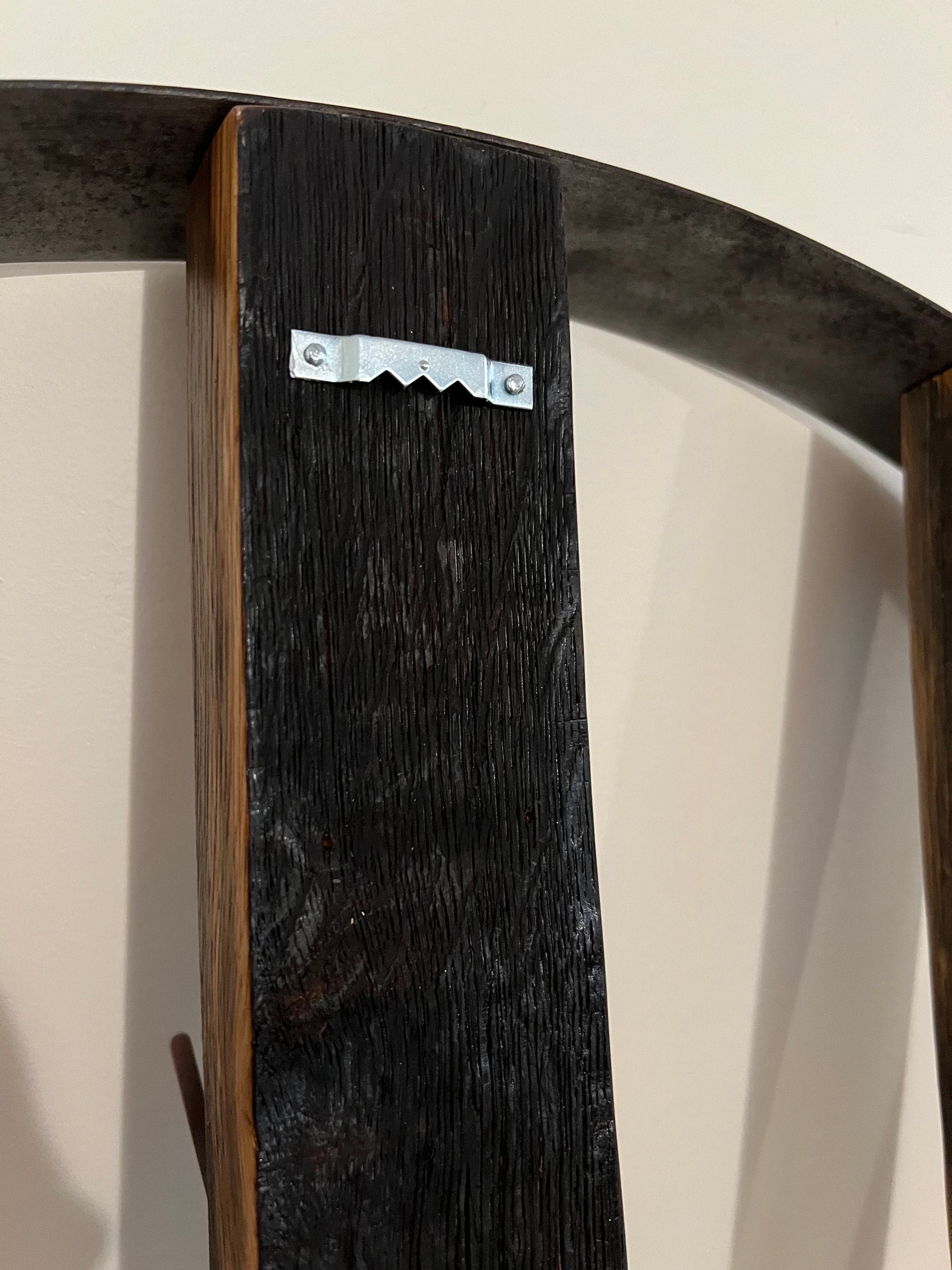 Whiskey Barrel Stave wall clock, mounting bracket