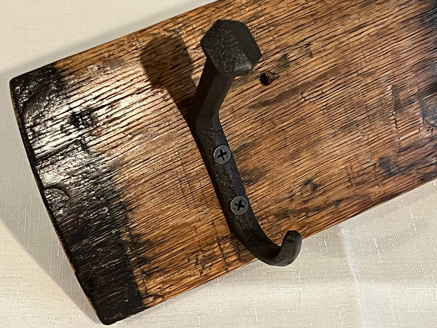 Coat rack, whiskey stave, whiskey barrel, coat hooks