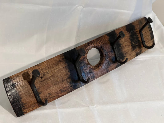 Coat rack, whiskey stave, whiskey barrel, coat hooks