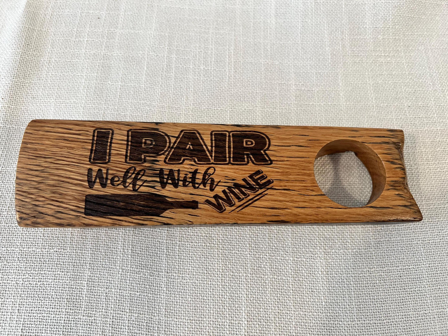 Floating Wine Bottle Holder, Made from whiskey barrel staves
