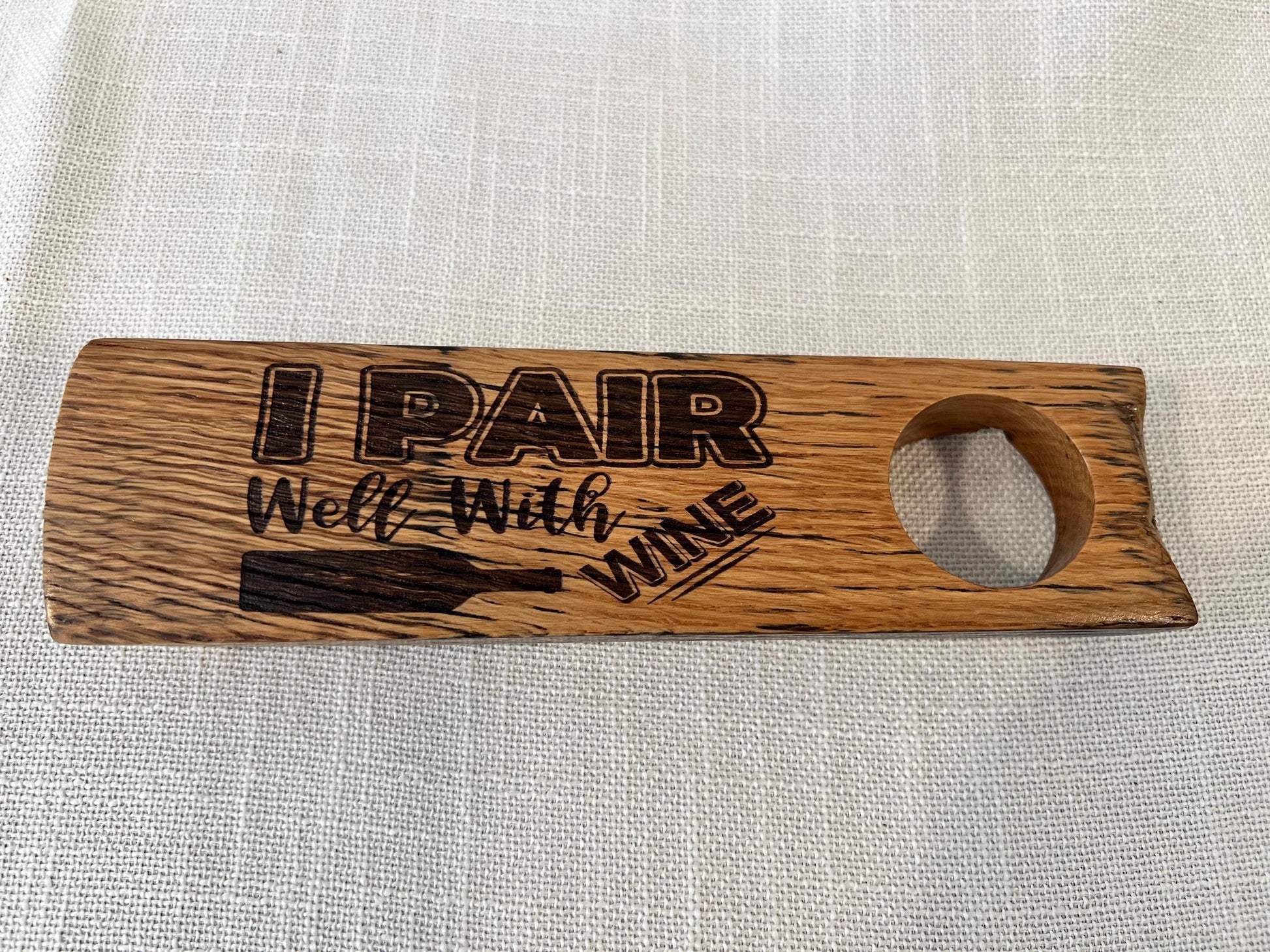 Floating Wine Bottle Holder, Made from whiskey barrel staves