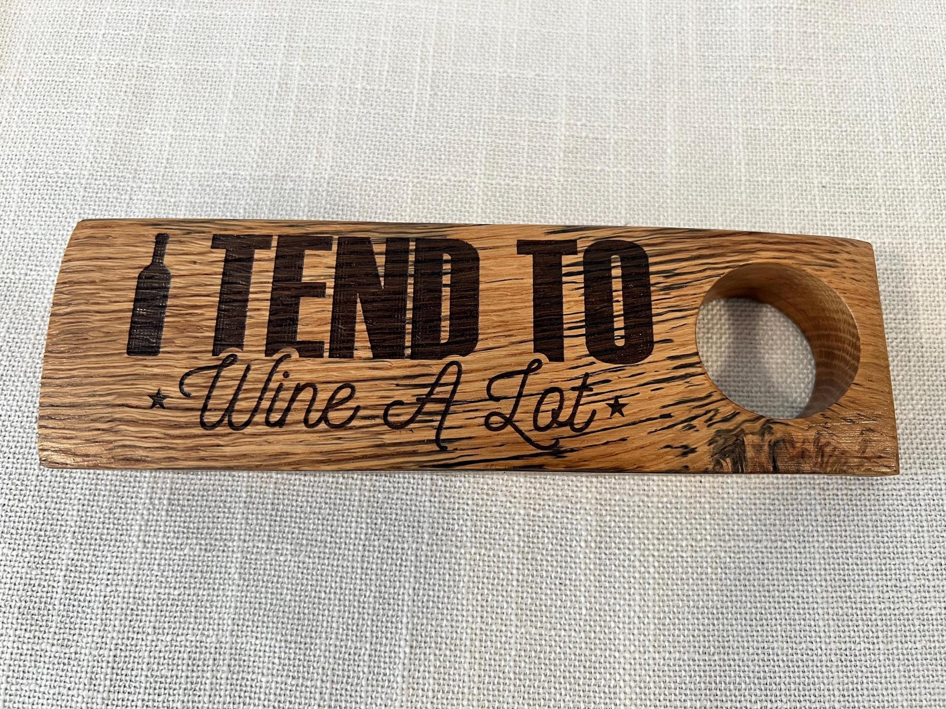 Floating Wine Bottle Holder, Made from whiskey barrel staves