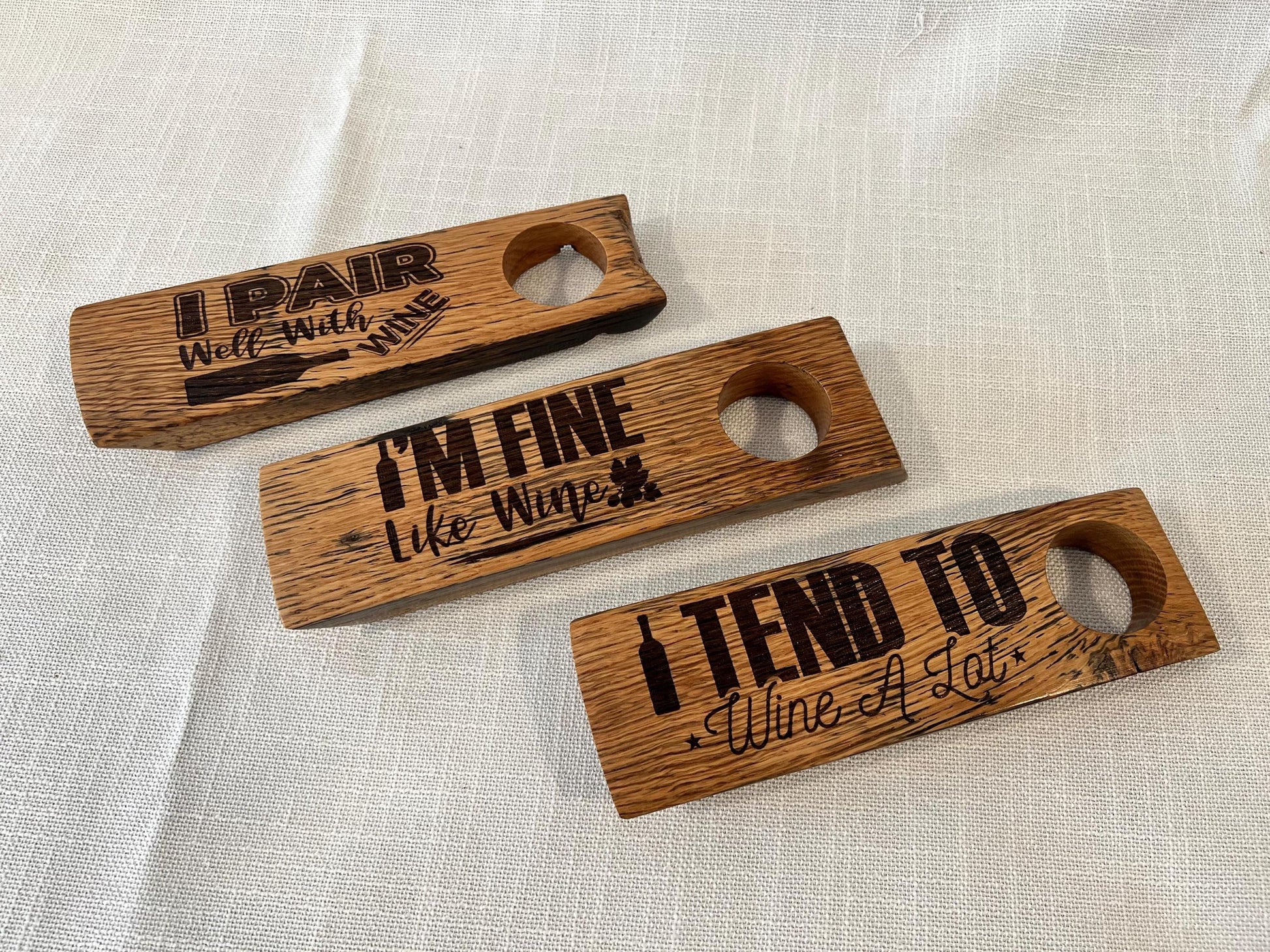 Floating Wine Bottle Holder, Made from whiskey barrel staves