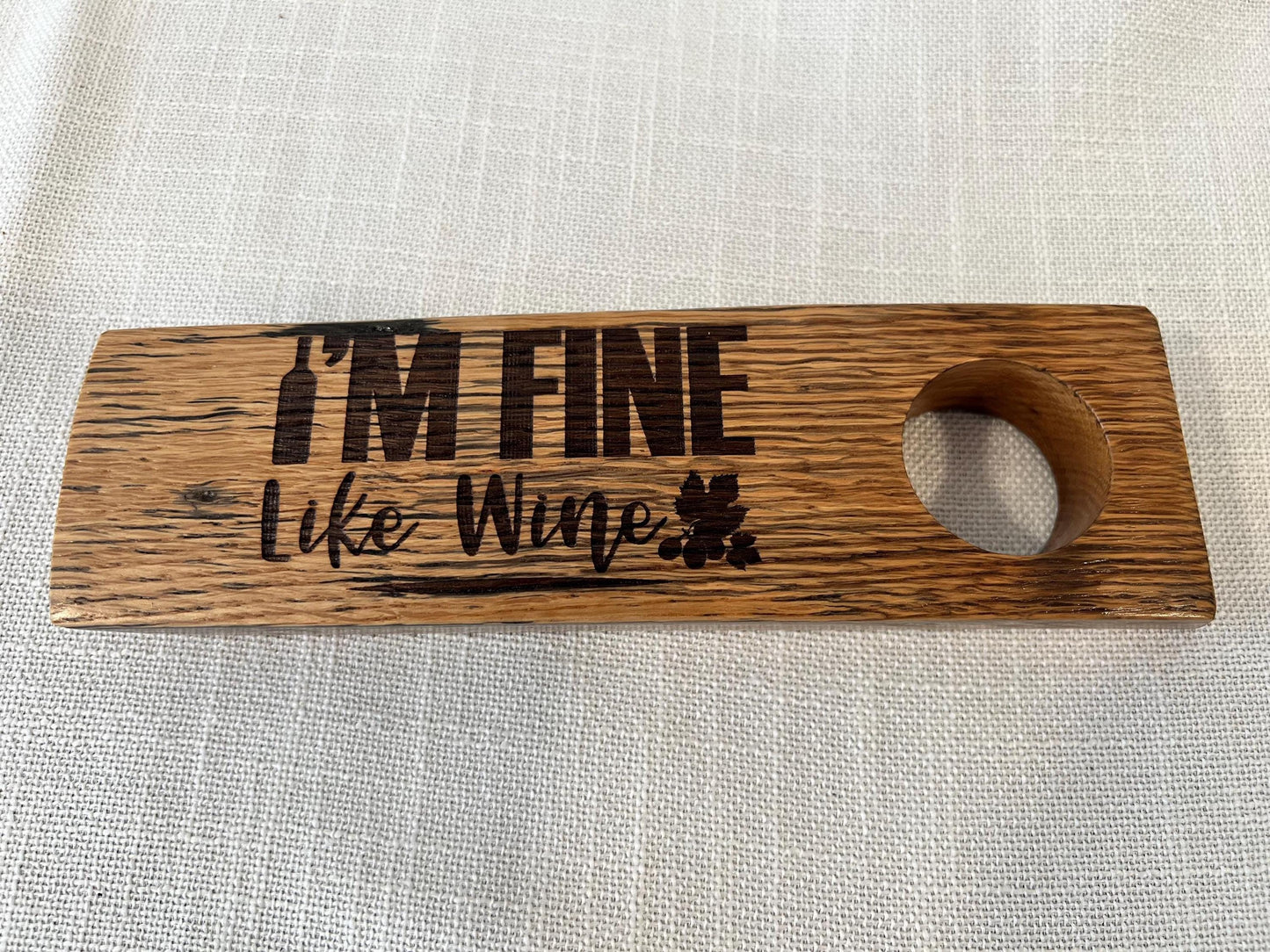 Floating Wine Bottle Holder, Made from whiskey barrel staves