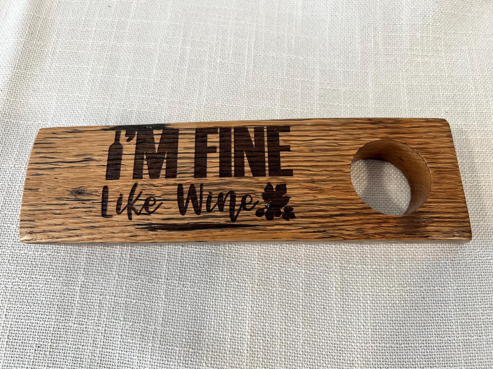 Floating Wine Bottle Holder, Made from whiskey barrel staves