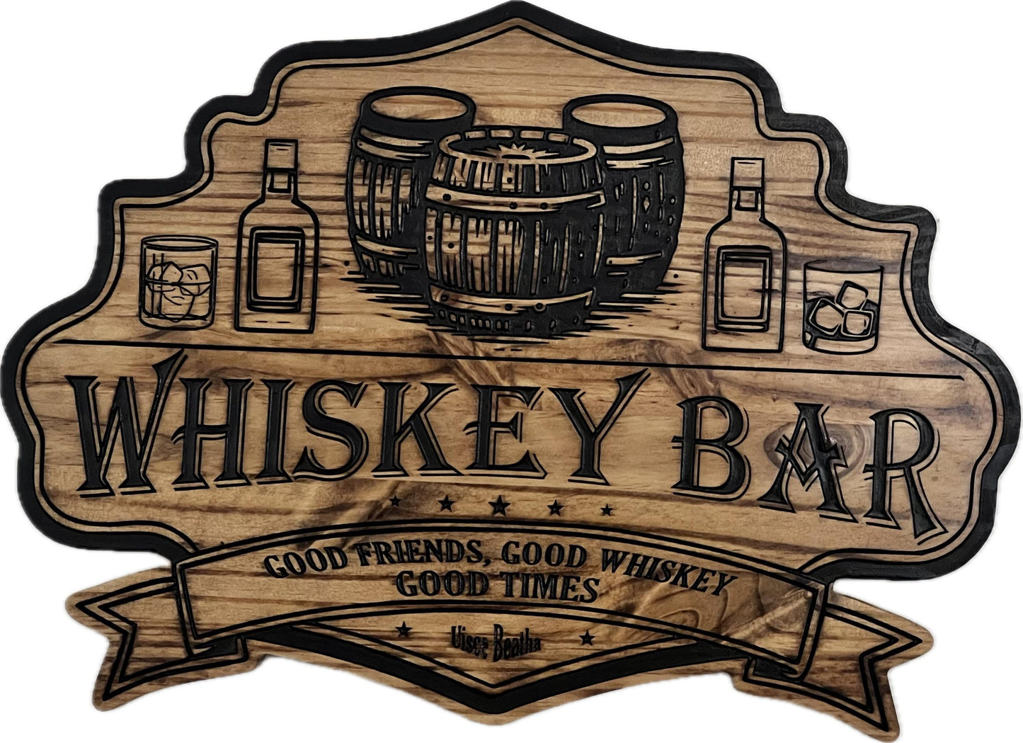 Wooden Whiskey Bar sign