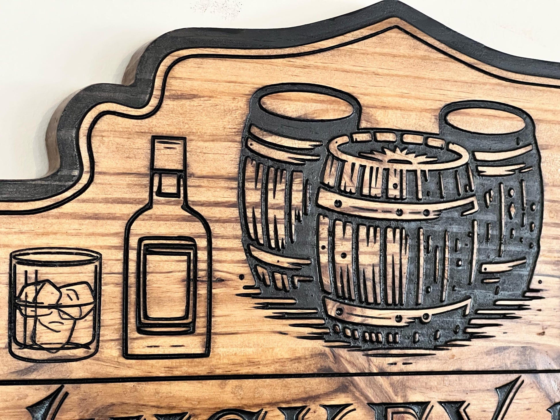Wooden Whiskey Bar sign
