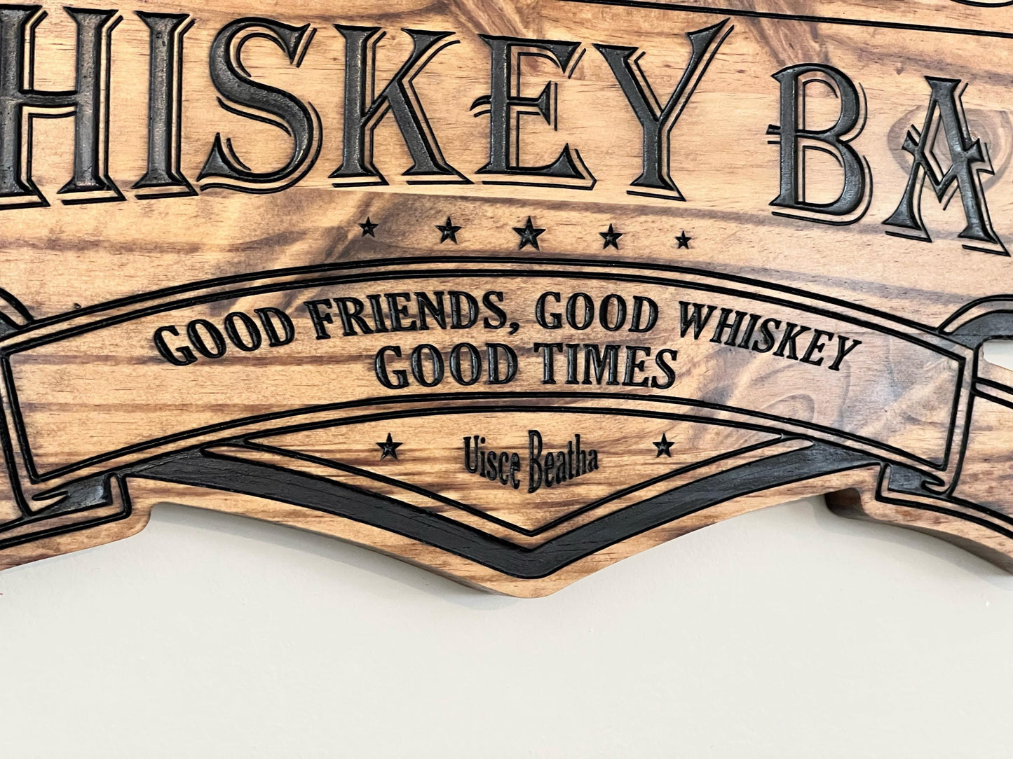 Wooden Whiskey Bar sign