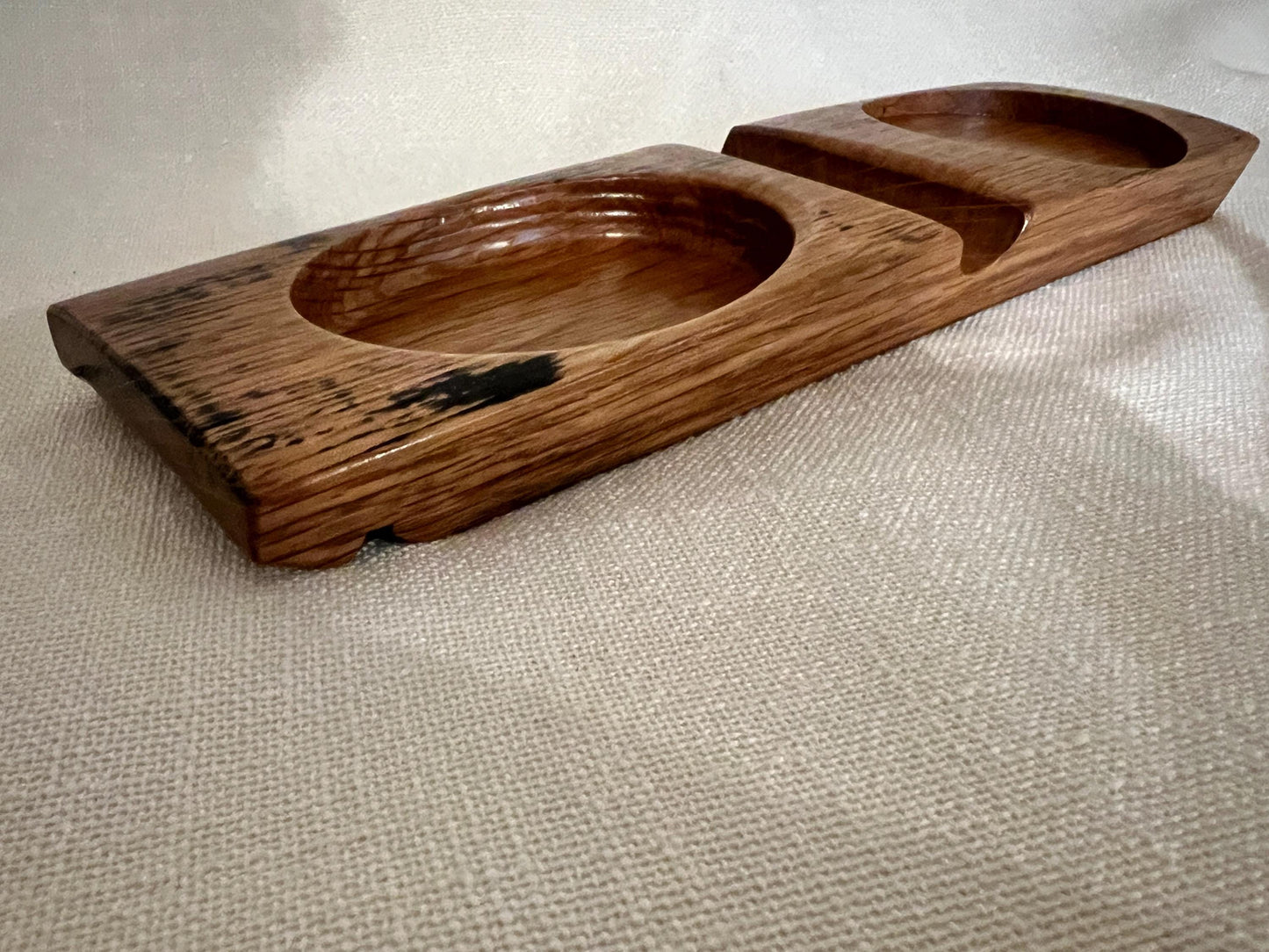 Bourbon Barrel Cigar Rest with Ashtray and Coaster / Whiskey Barrel Ashtray