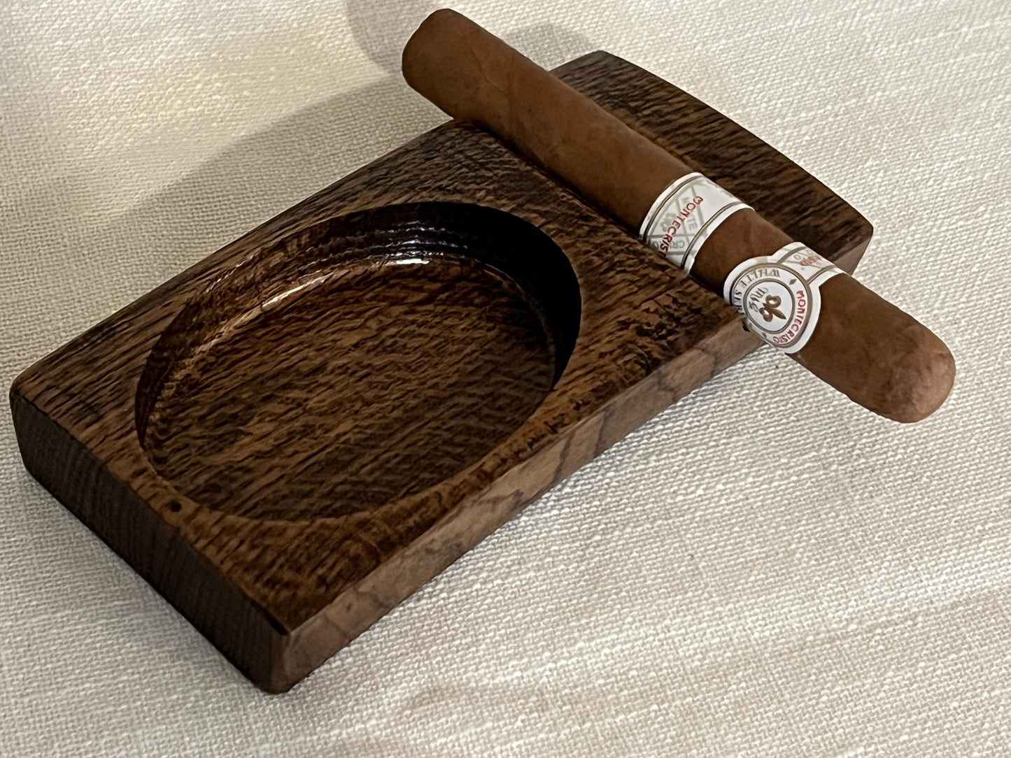 Bourbon Barrel Cigar Rest with Ashtray / Whiskey Barrel Ashtray