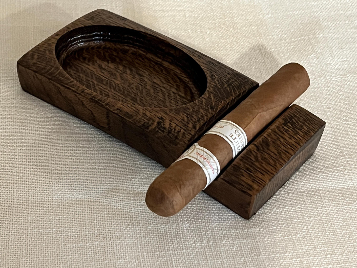 Bourbon Barrel Cigar Rest with Ashtray / Whiskey Barrel Ashtray