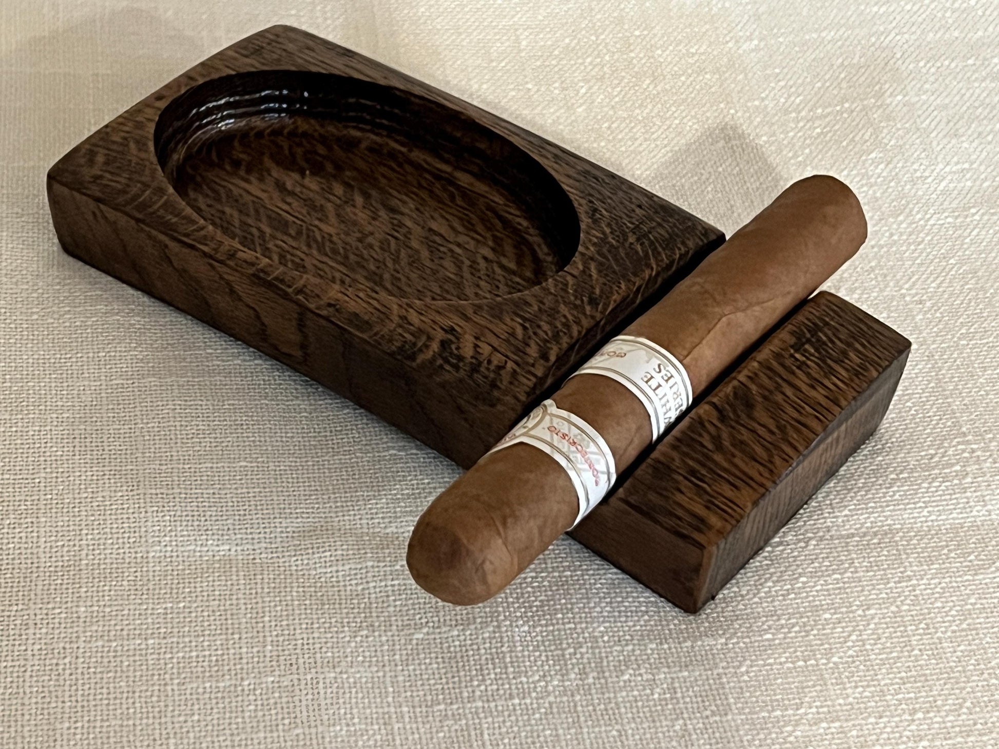 Bourbon Barrel Cigar Rest with Ashtray / Whiskey Barrel Ashtray