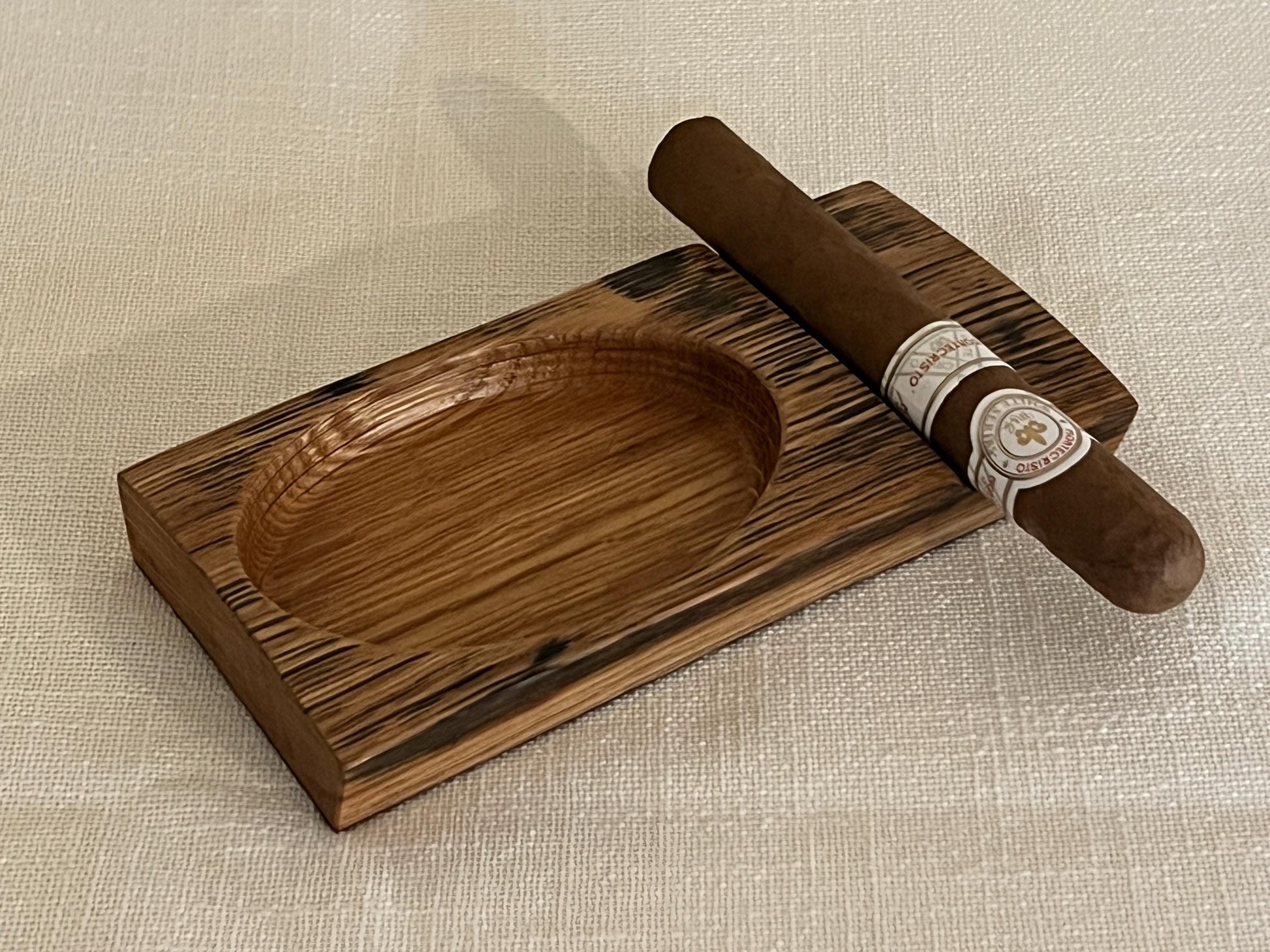 Bourbon Barrel Cigar Rest with Ashtray / Whiskey Barrel Ashtray