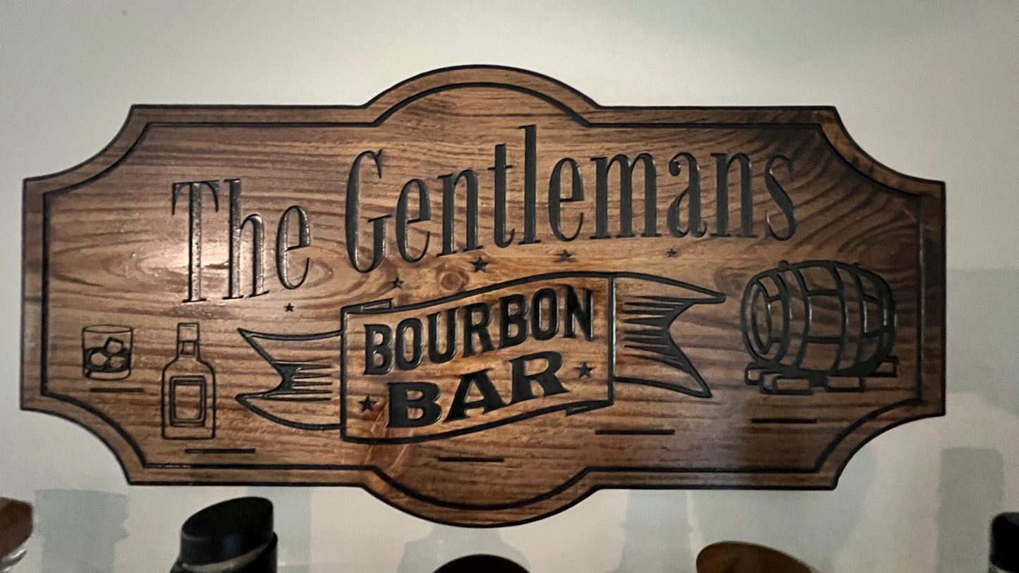 Personalized Wooden Bourbon Bar sign 22x11