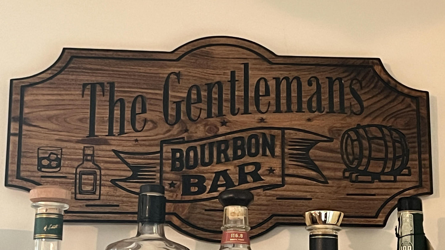 Personalized Wooden Bourbon Bar sign 22x11