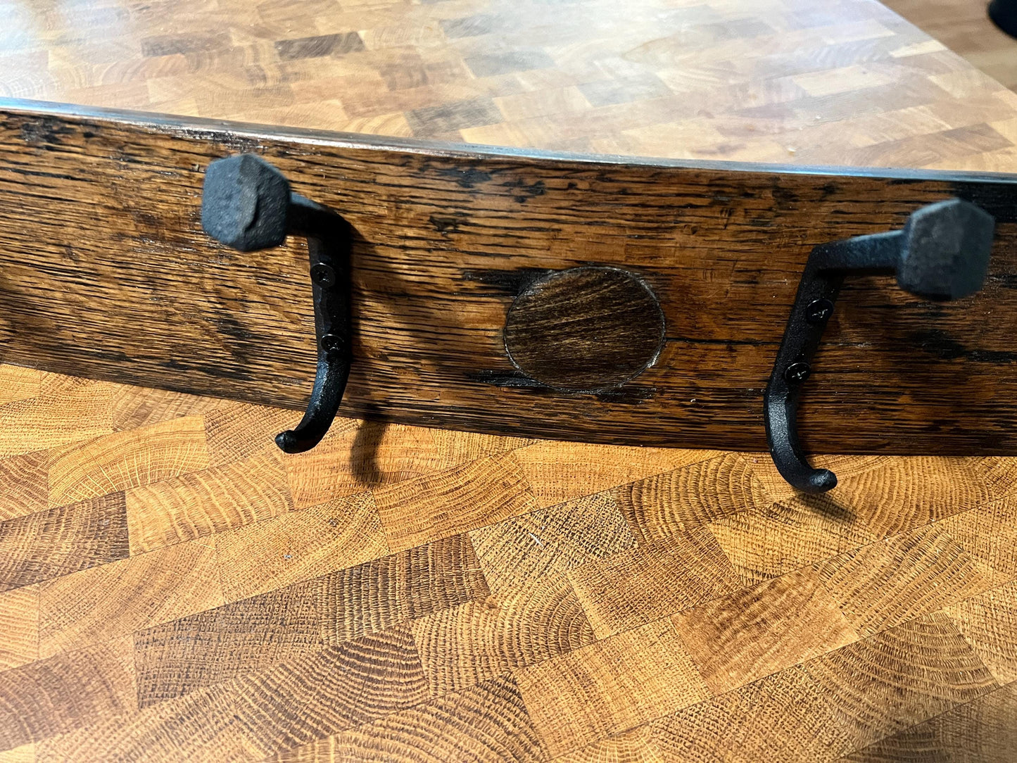 Bourbon Barrel Stave Coat Rack, 35in