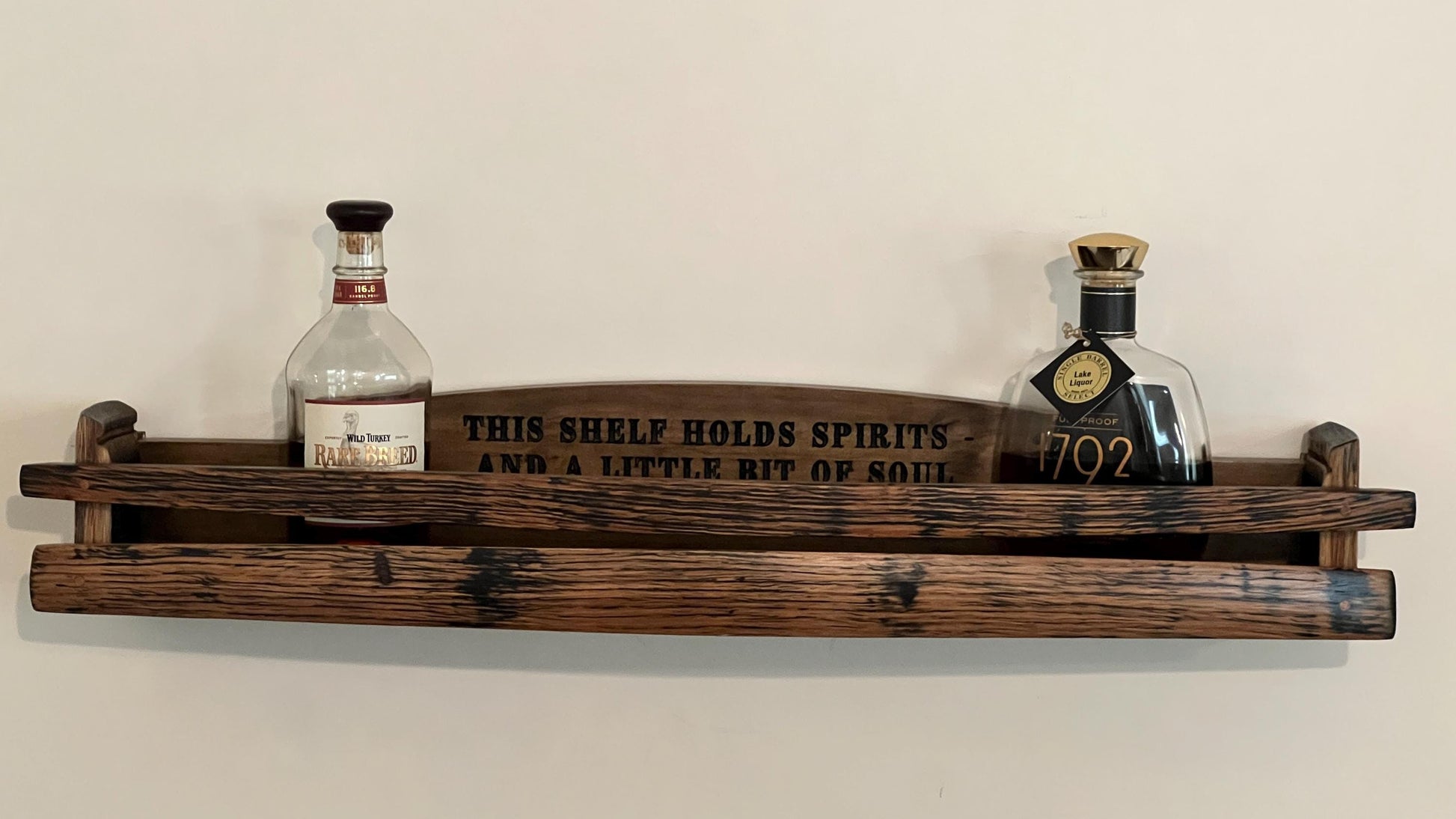 Bourbon Barrel Stave Liquor Bottle Shelf