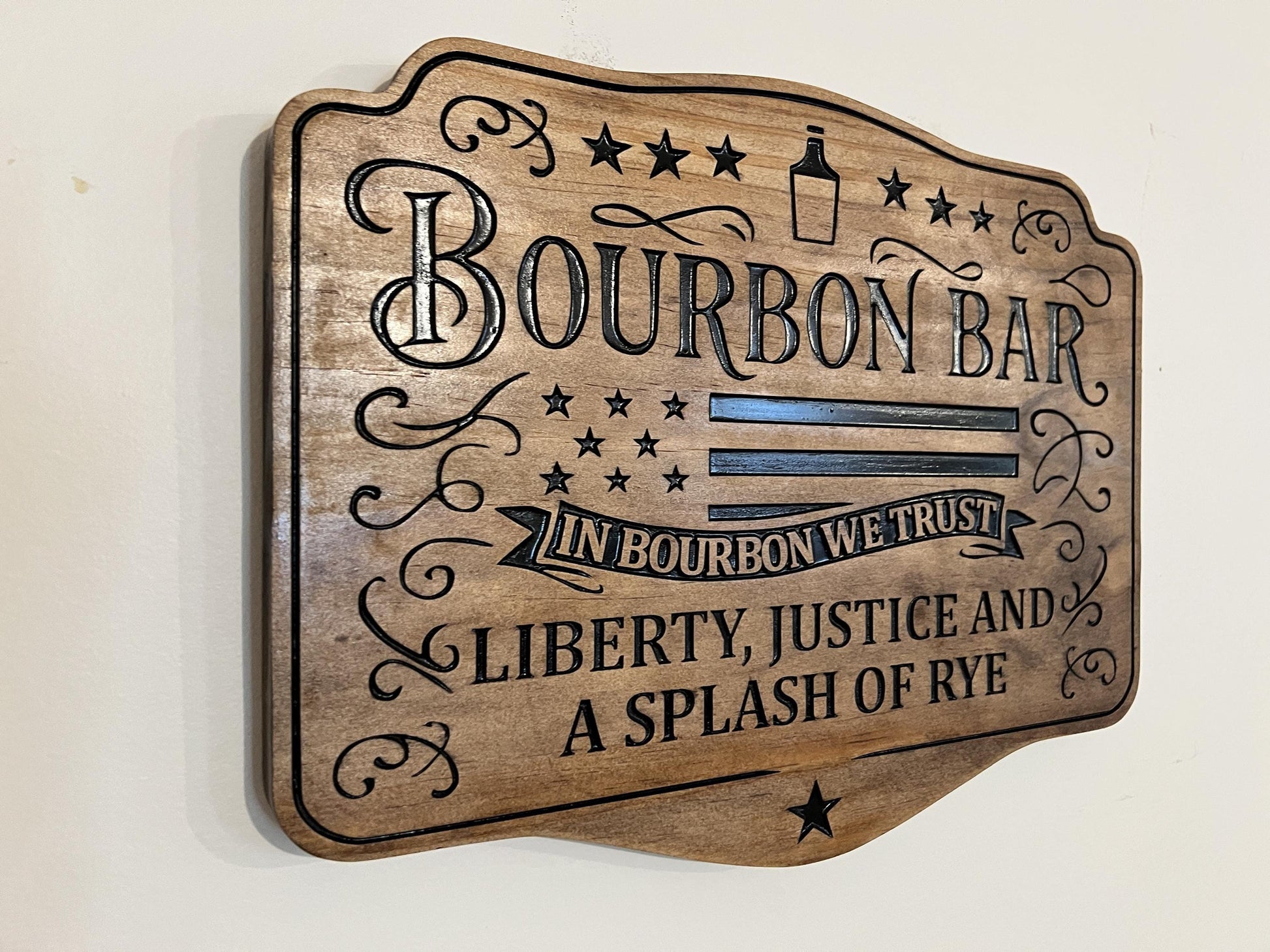 Patriotic Bourbon Bar sign, Wood, 14x11, Personalized