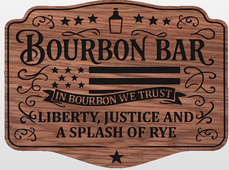 Patriotic Bourbon Bar sign, Wood, 14x11, Personalized
