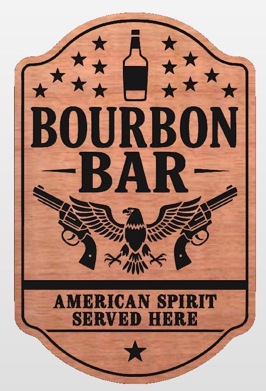 Patriotic Bourbon Bar sign, Wood, 16.5x10.75, Personalized