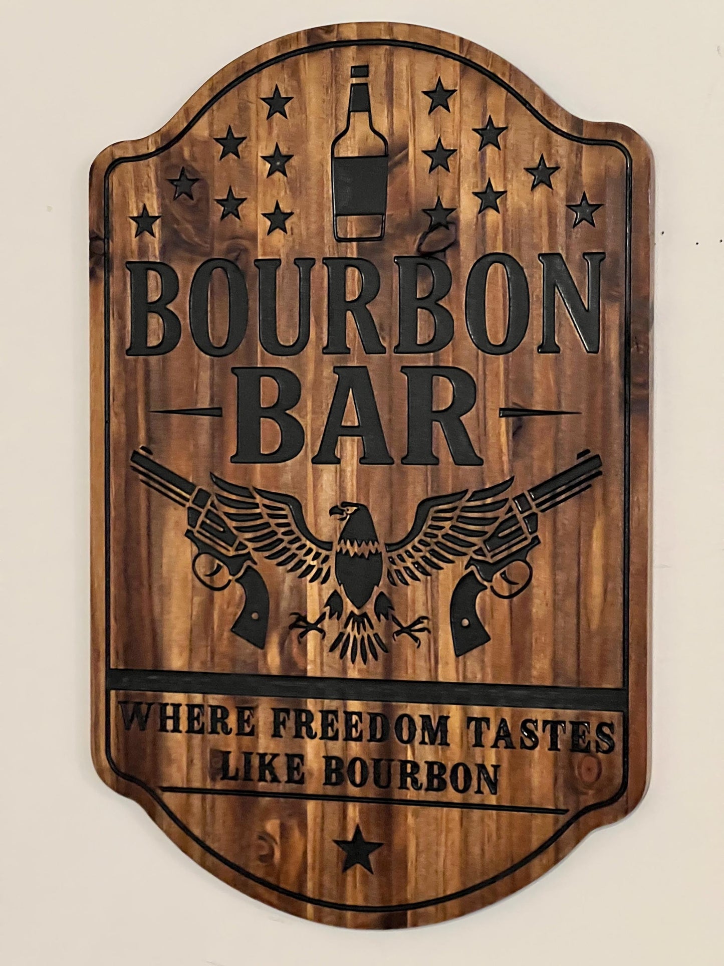 Patriotic Bourbon Bar sign, Wood, 23x15, Personalized