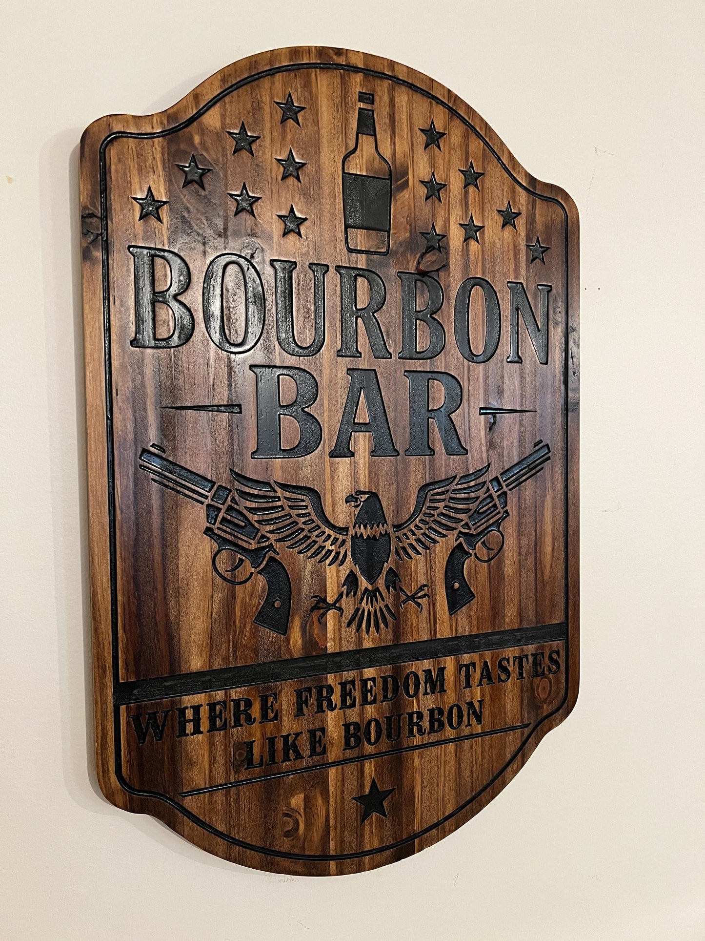 Patriotic Bourbon Bar sign, Wood, 23x15, Personalized