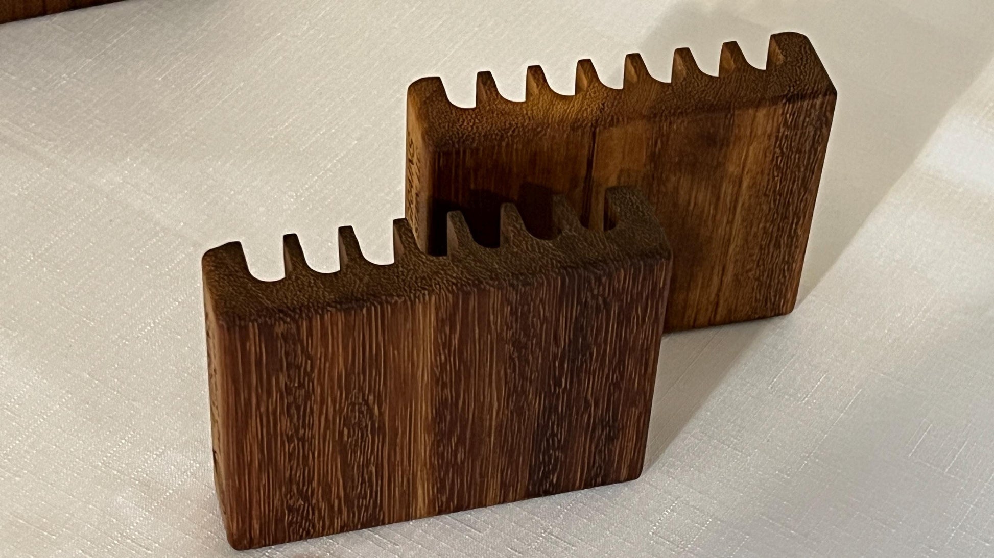 Wooden Soap Dish, natural wood, African Teak (Iroko), 4 1/4" wide, self-draining