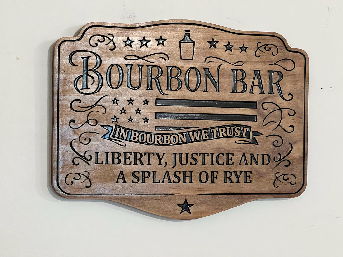Patriotic Bourbon Bar sign, Wood, 14x11, Personalized