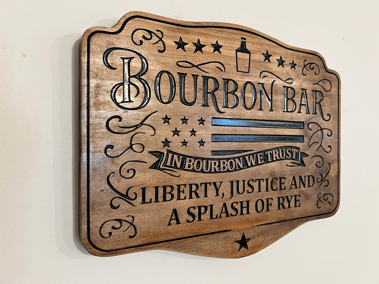 Patriotic Bourbon Bar sign, Wood, 14x11, Personalized