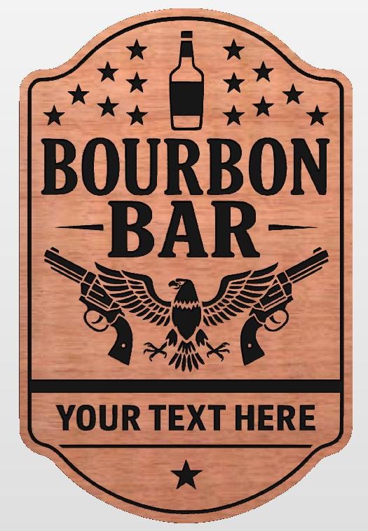 Patriotic Bourbon Bar sign, Wood, 16.5x10.75, Personalized