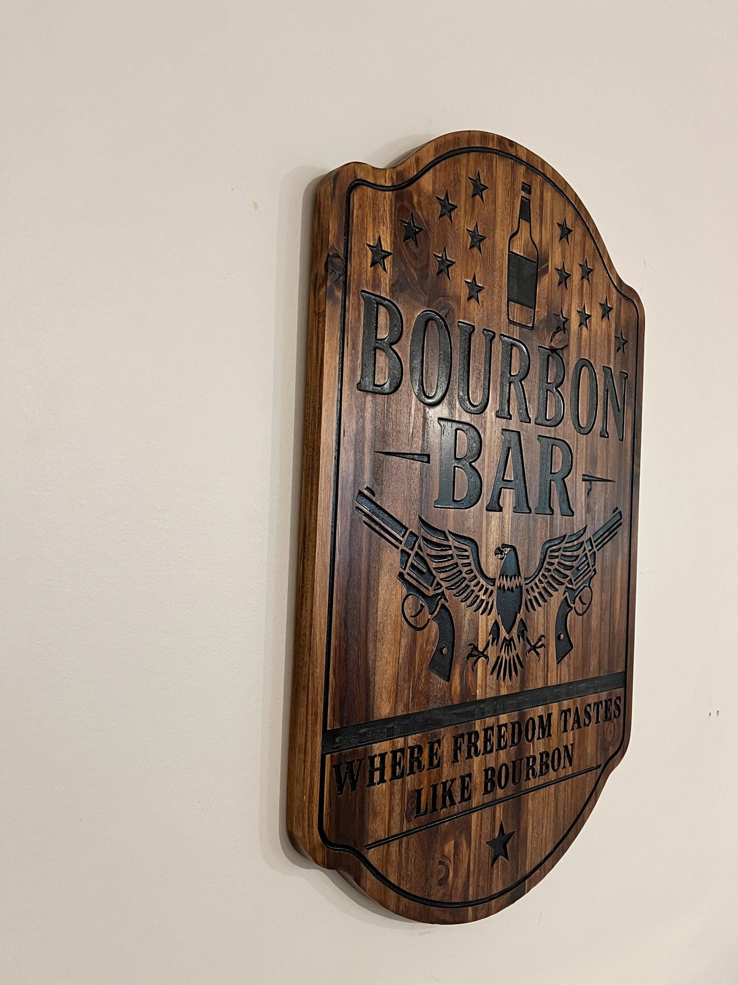 Patriotic Bourbon Bar sign, Wood, 23x15, Personalized