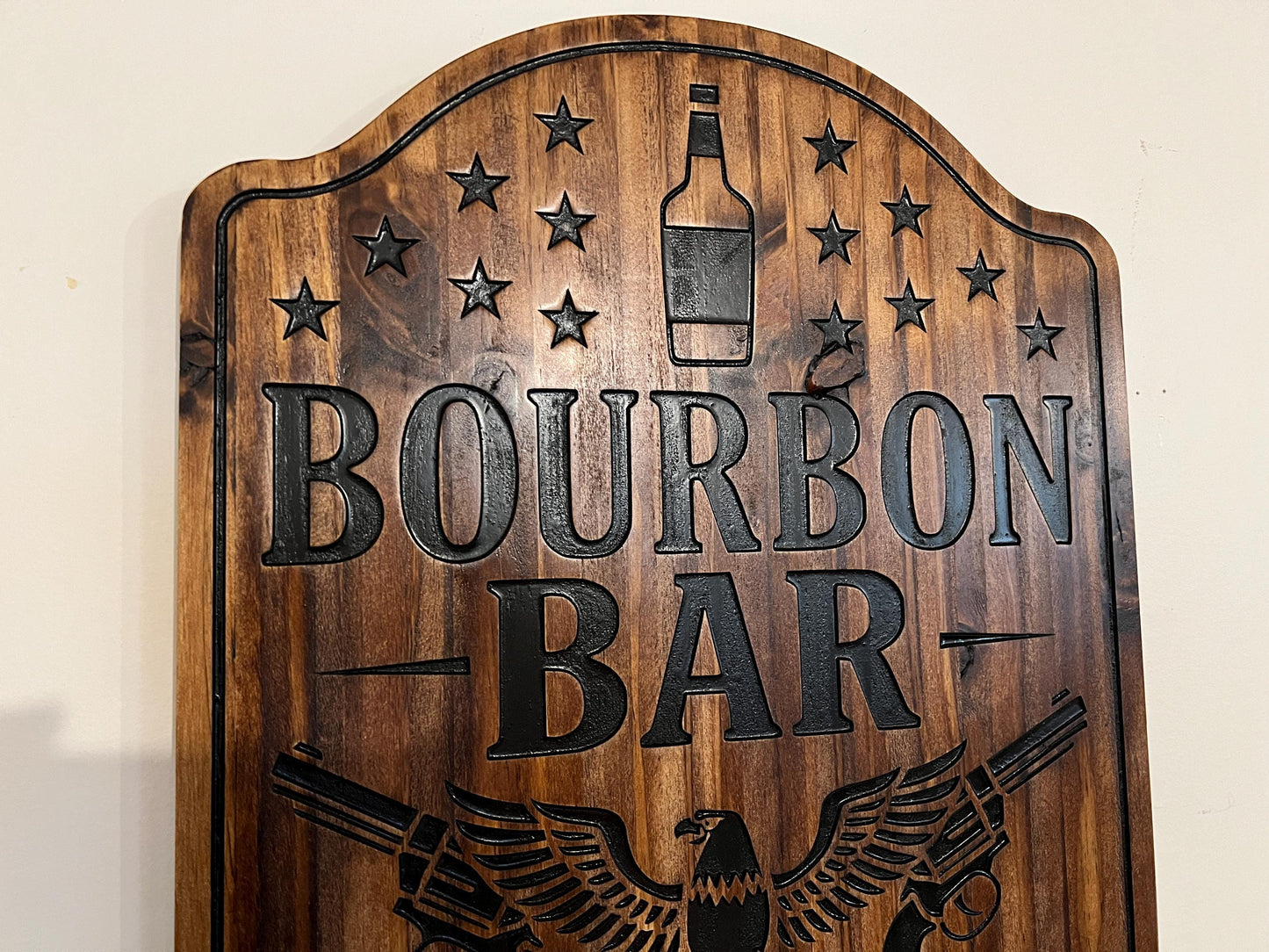 Patriotic Bourbon Bar sign, Wood, 23x15, Personalized