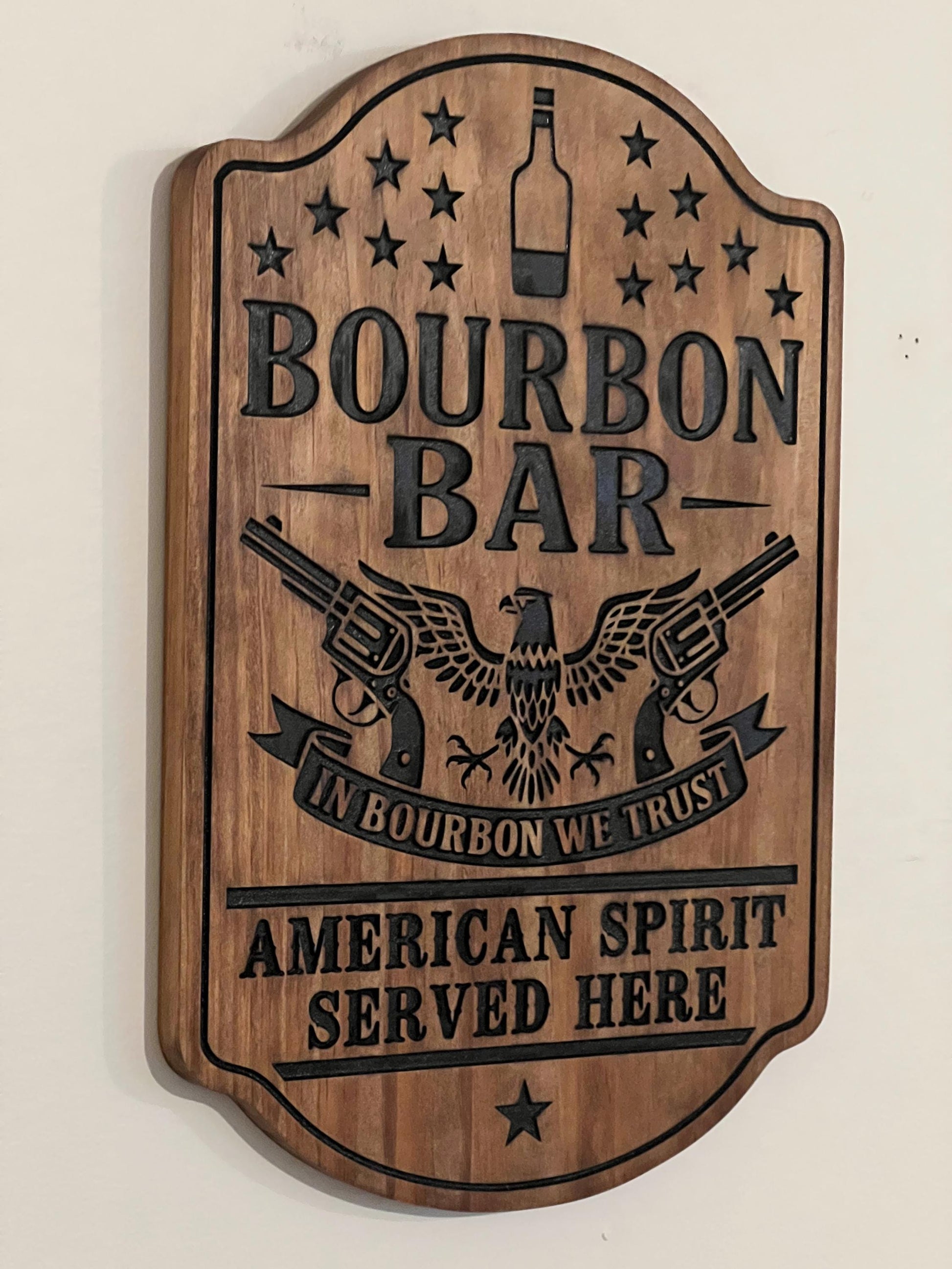 Patriotic Bourbon Bar sign, Wood, 16.5x10.75, Personalized