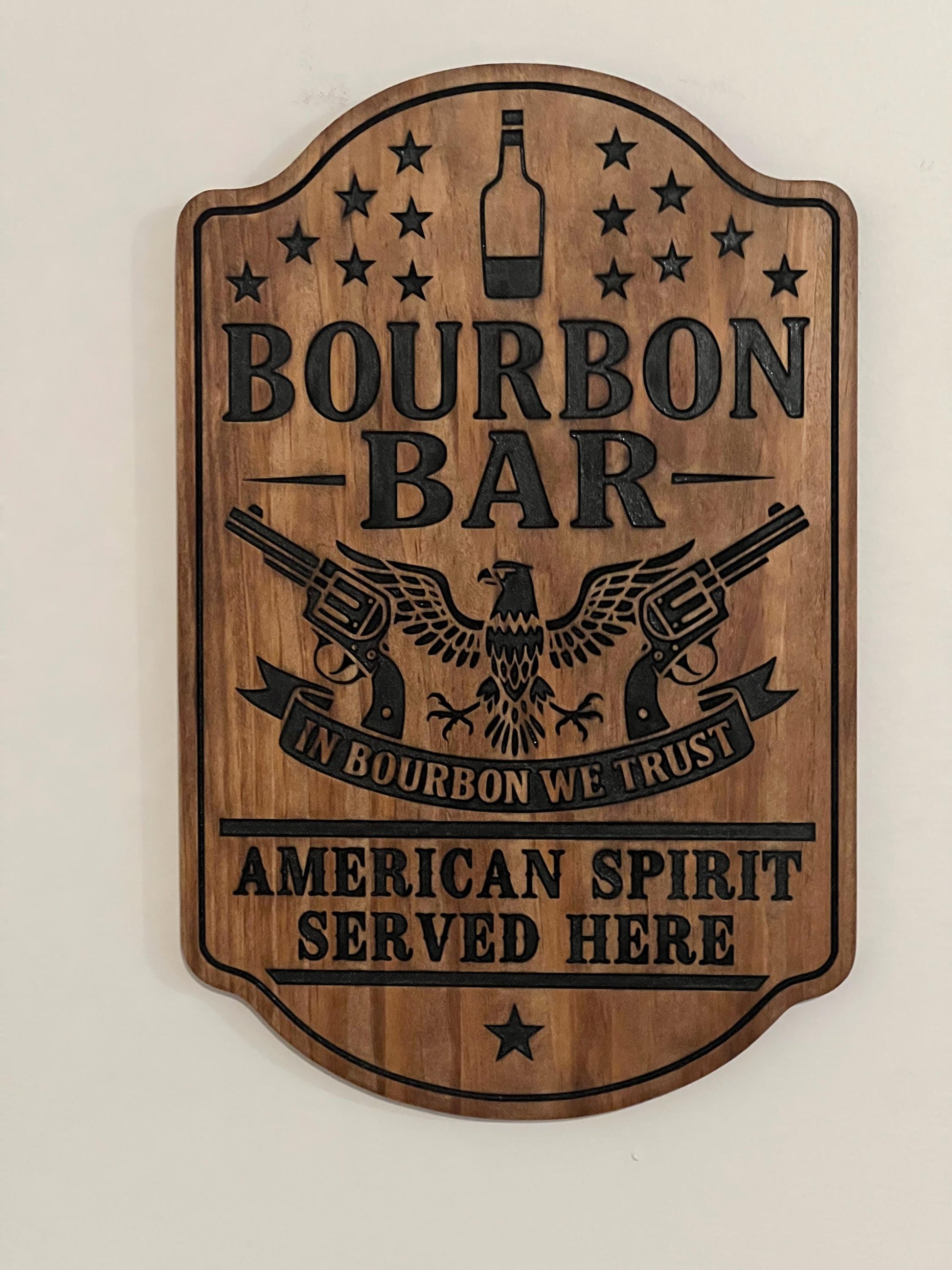 Patriotic Bourbon Bar sign, Wood, 16.5x10.75, Personalized