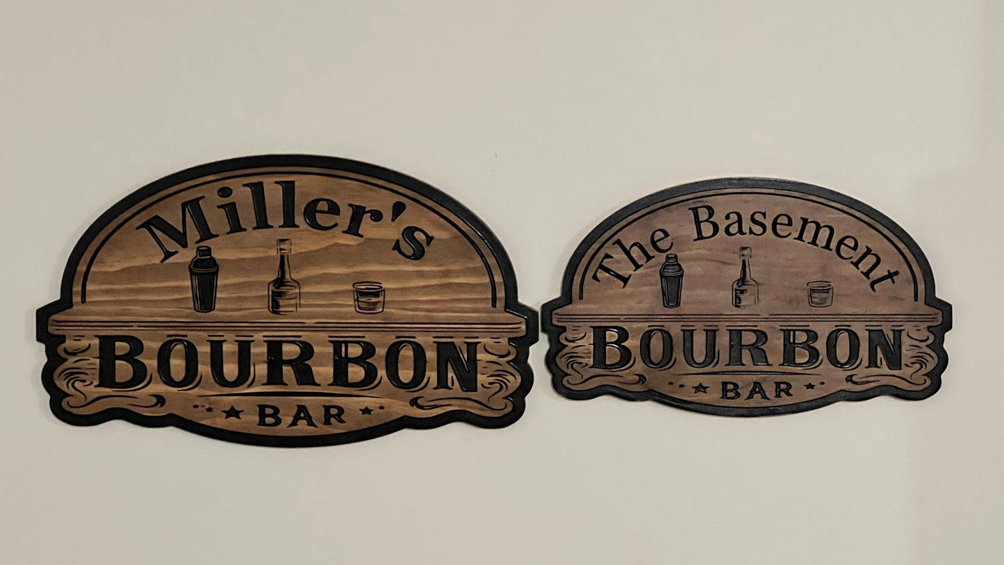 Personalized Wooden Bourbon Bar sign