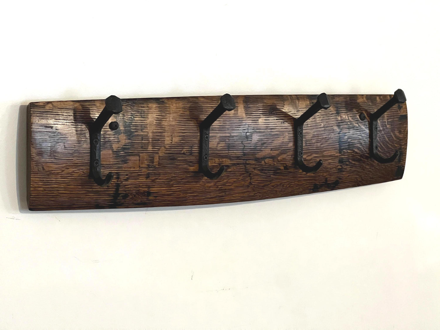 Bourbon Barrel Stave Coat Rack, Stained, 24in