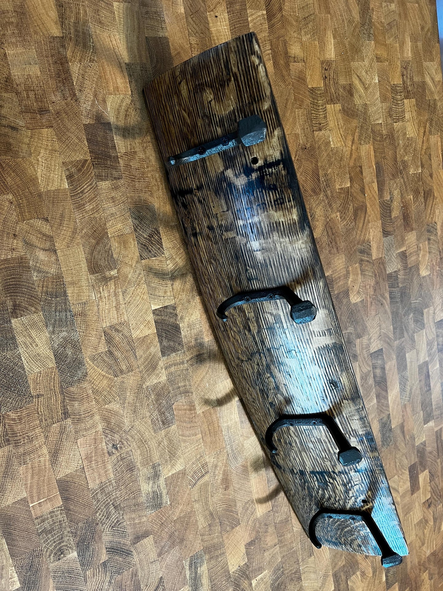 Bourbon Barrel Stave Coat Rack, Stained, 24in