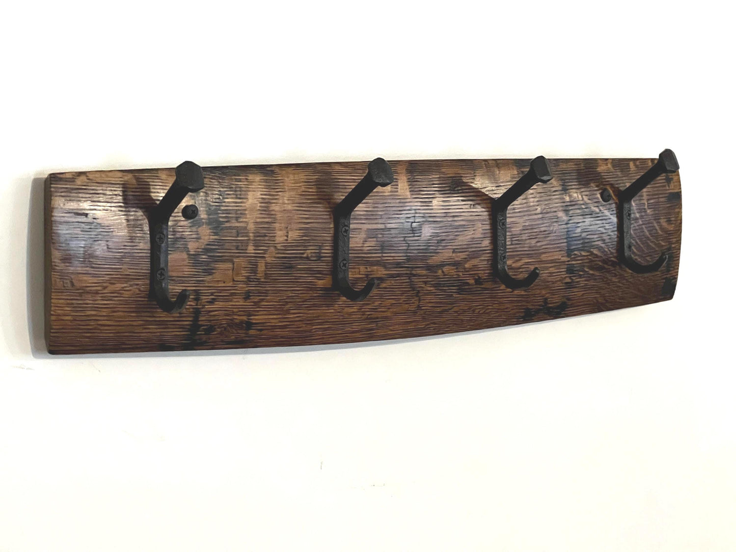 Bourbon Barrel Stave Coat Rack, Stained, 24in